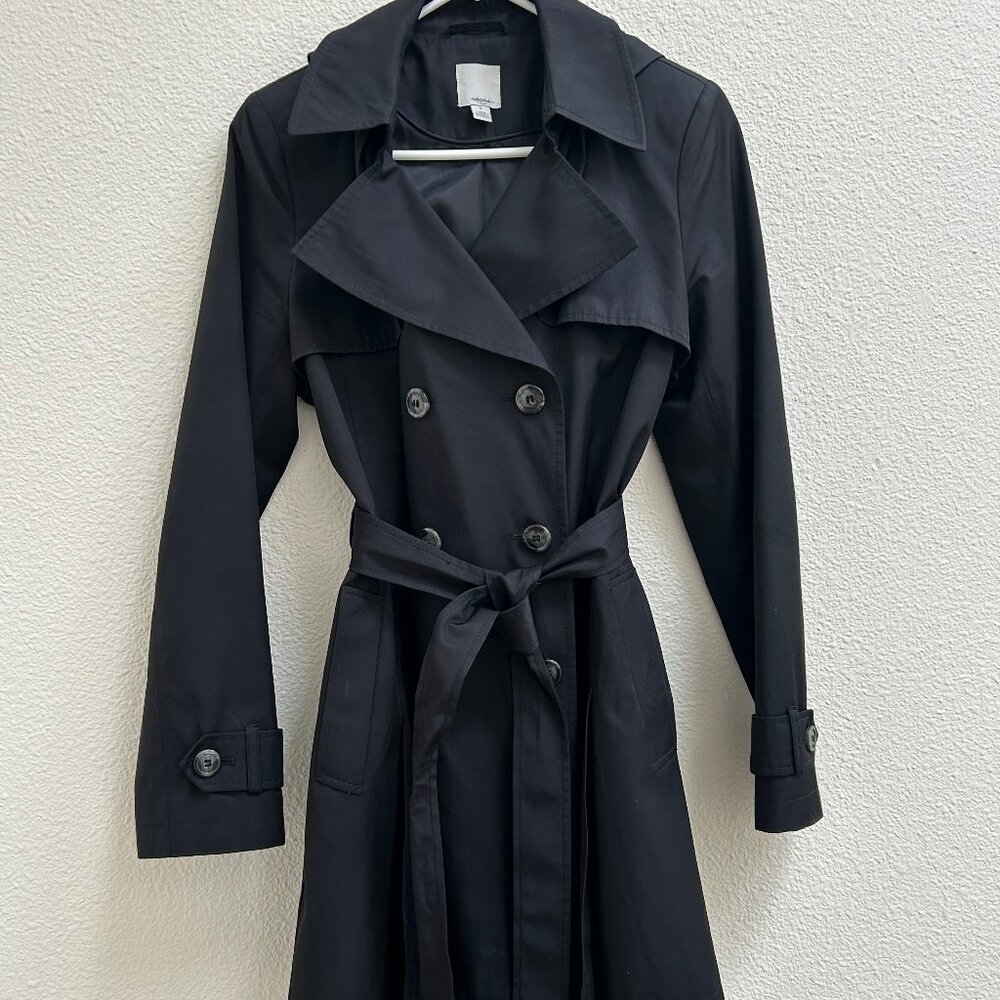 Halogen Women's Black Fully Lined Trench Coat, size Medium